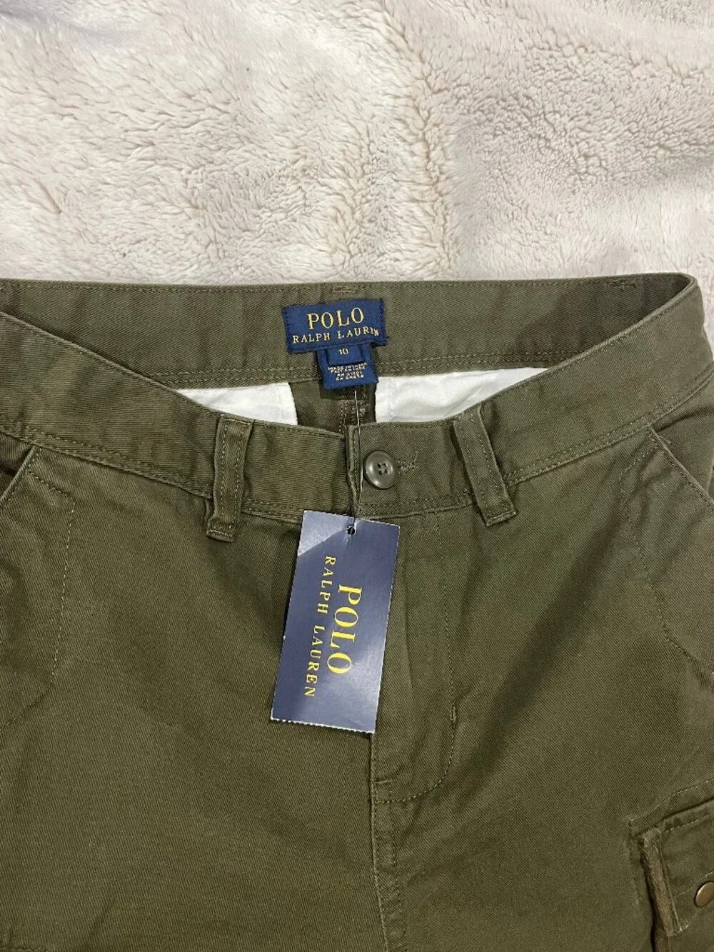 NWT Polo Ralph Lauren NWT Girls Olive Green Quilted Knee Cargo Pants Size 10